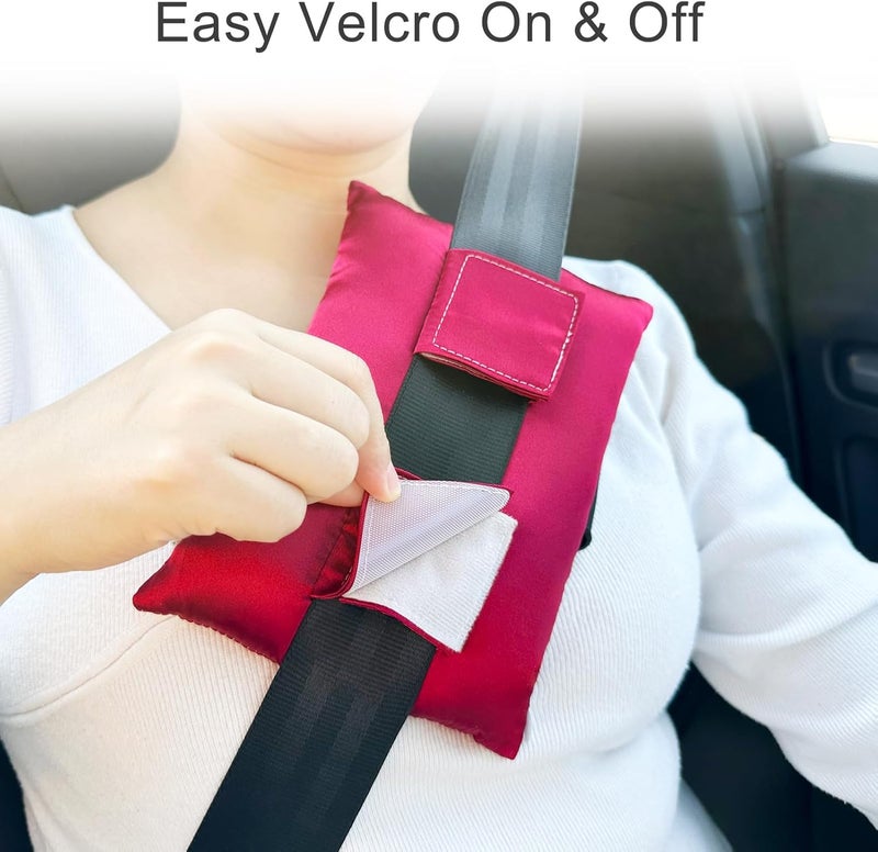 HapiPoppy Port Pillows Chemo Port Pillow for Seatbelt Pacemaker Chest Protector Chemo Patients Cancer Open-Heart Incision Recovery Post Surgery Support Cushion Gifts, Silky Satin Burgundy - Image 2